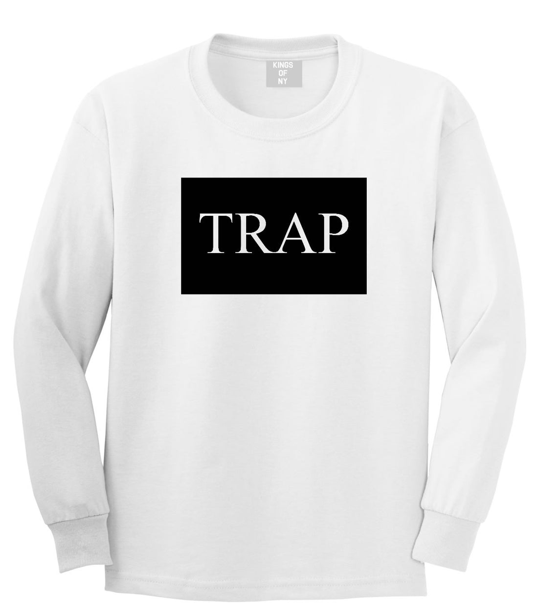 Trap Rectangle Logo Long Sleeve T-Shirt in White By Kings Of NY