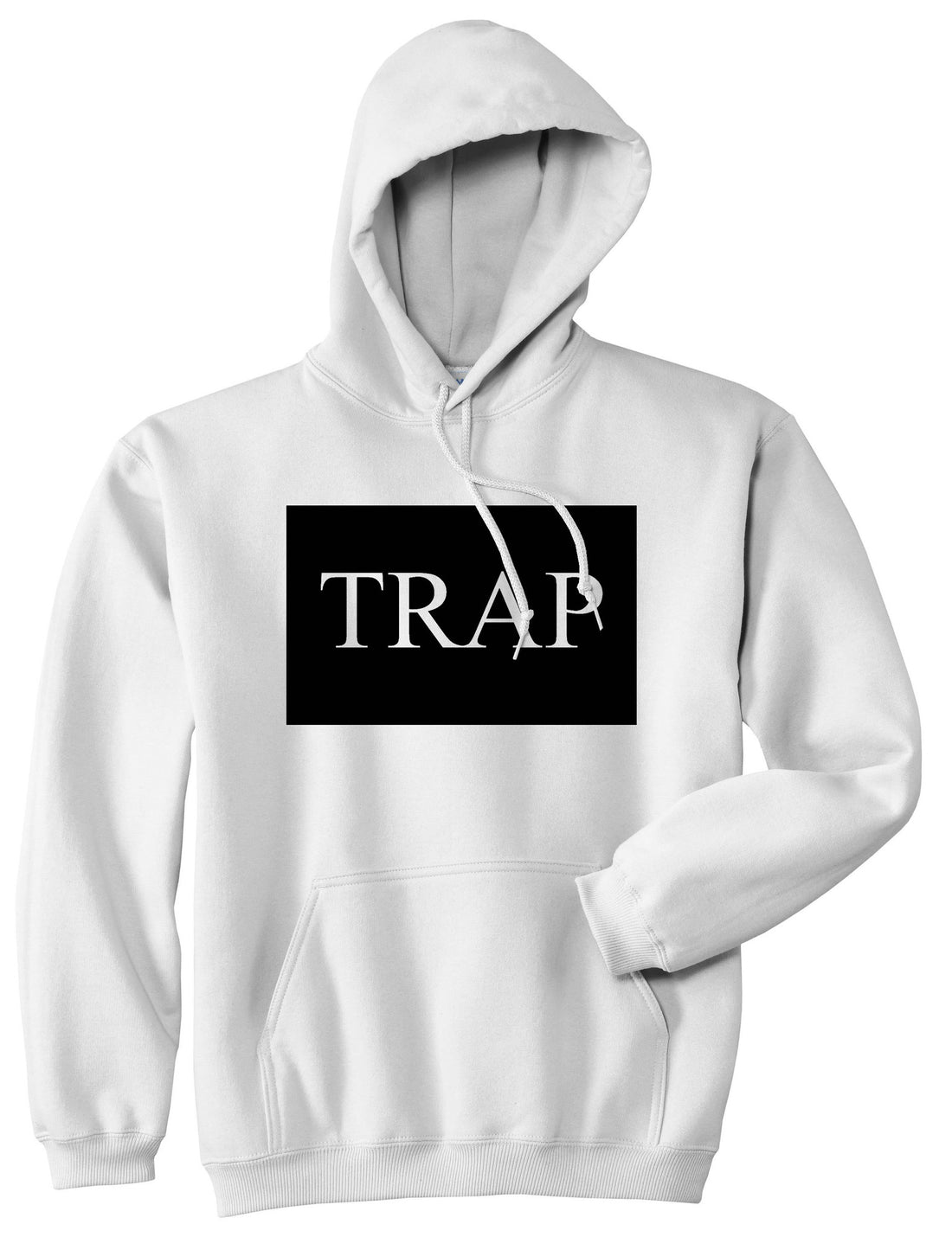 Trap Rectangle Logo Pullover Hoodie in White By Kings Of NY