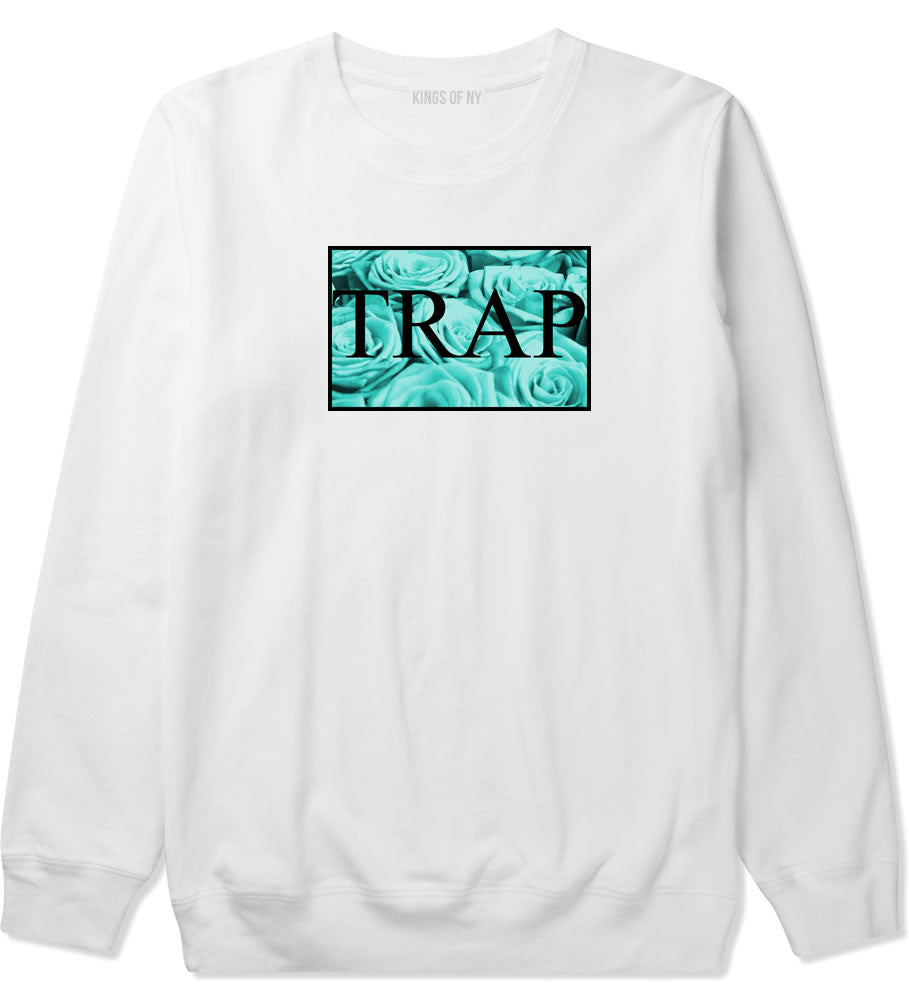 Trap Floral Style Hood Music Hood Dope Crewneck Sweatshirt in White by Kings Of NY