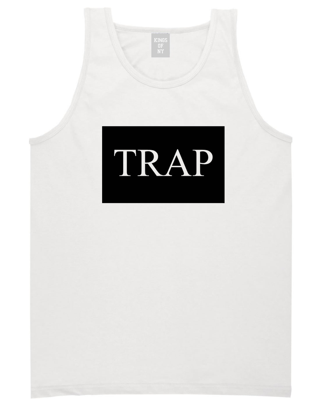Trap Rectangle Logo Tank Top in White By Kings Of NY