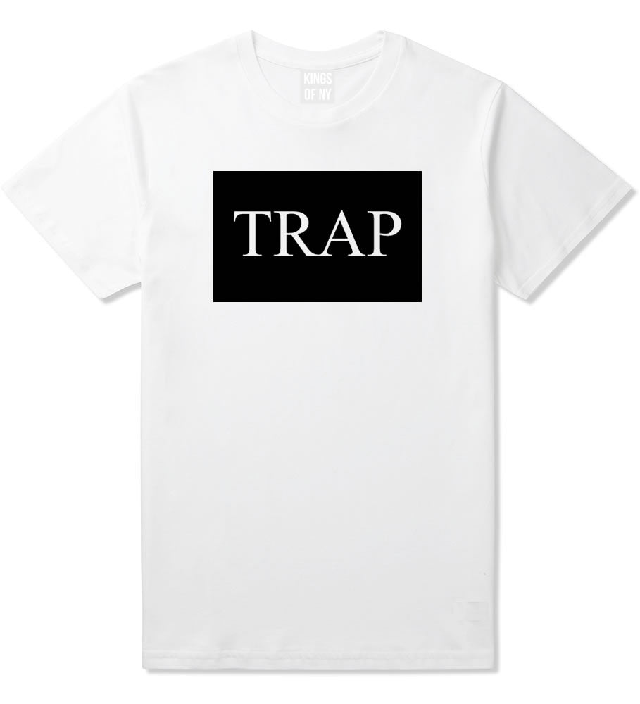 Trap Rectangle Logo Boys Kids T-Shirt in White By Kings Of NY