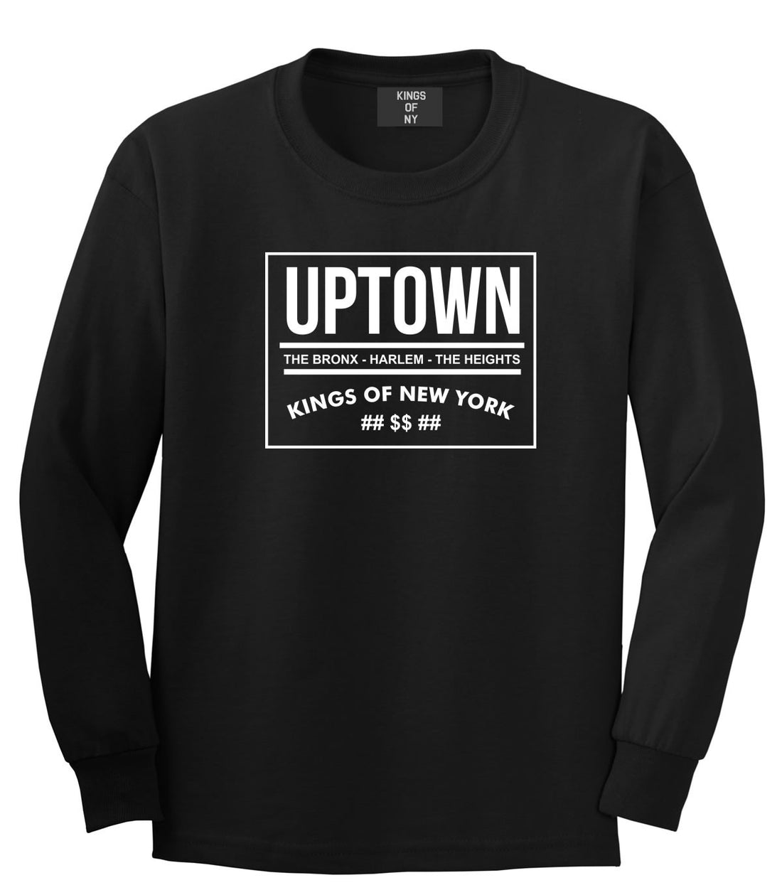 Kings Of NY Uptown Bronx Harlem Washington Heights NYC Long Sleeve T-Shirt in Black