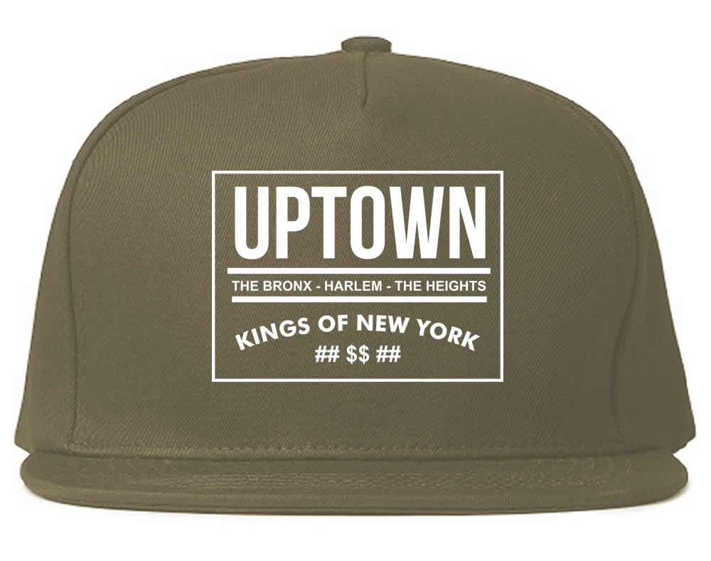 Uptown Bronx Harlem Washington Heights Snapback Hat Cap Grey