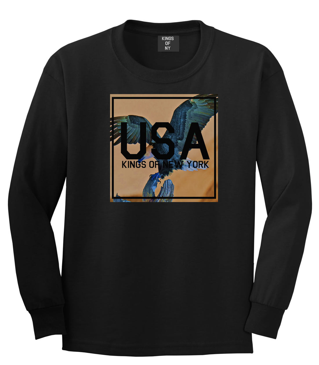 USA Bald Eagle America Long Sleeve T-Shirt in Black By Kings Of NY