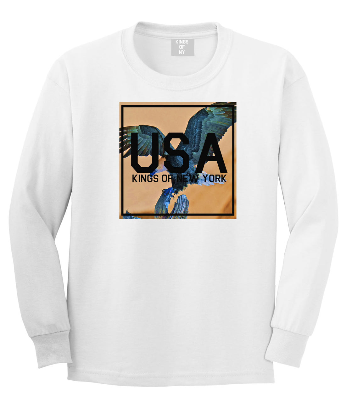 USA Bald Eagle America Long Sleeve T-Shirt in White By Kings Of NY