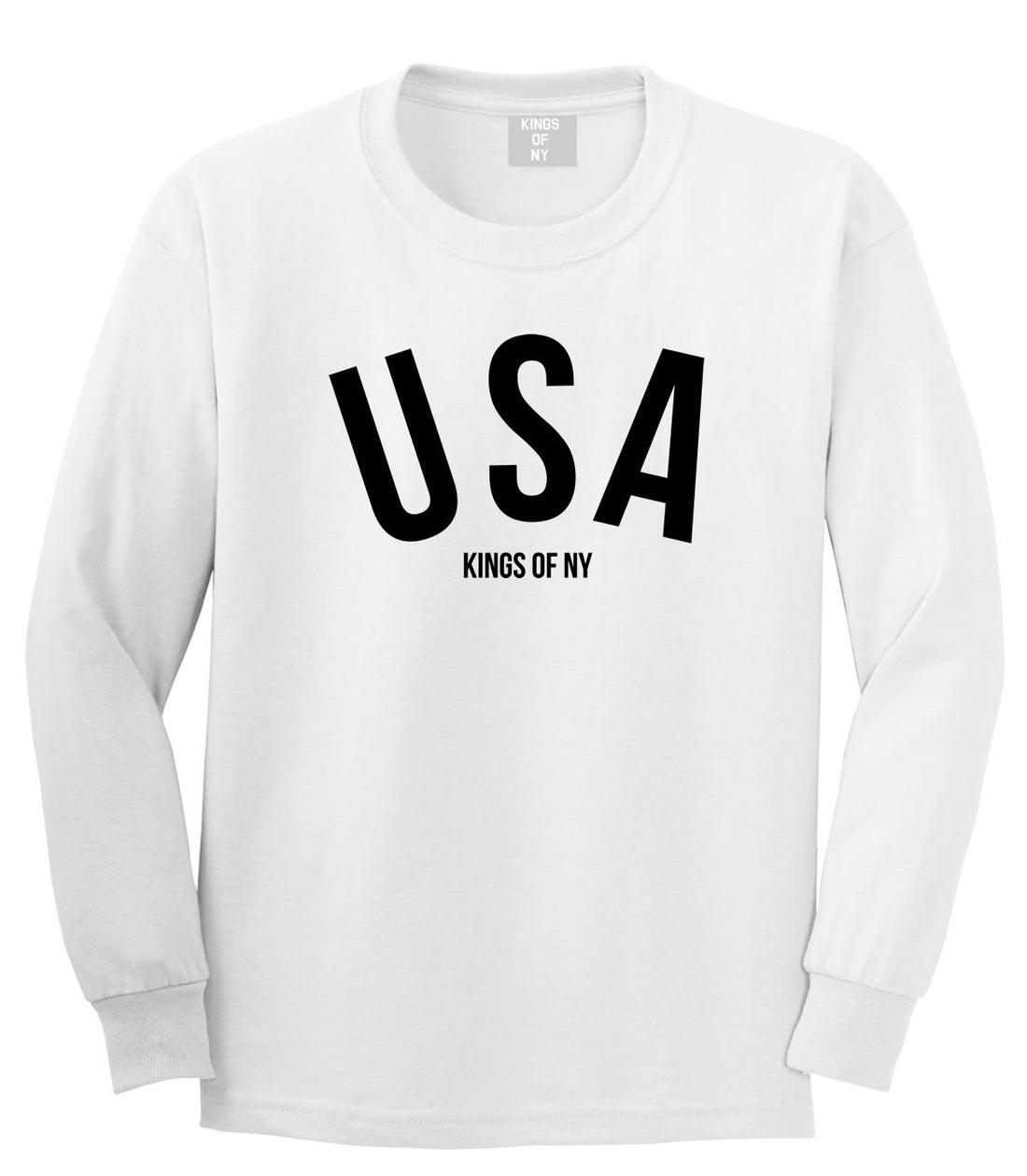 USA Long Sleeve T-Shirt in White by Kings Of NY