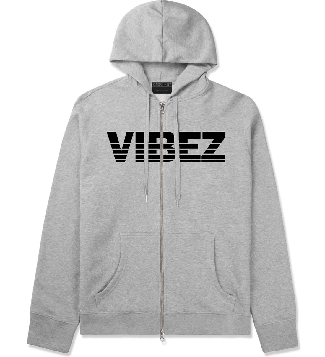 VIBEZ Racing Style Zip Up Hoodie Hoody in Grey by Kings Of NY