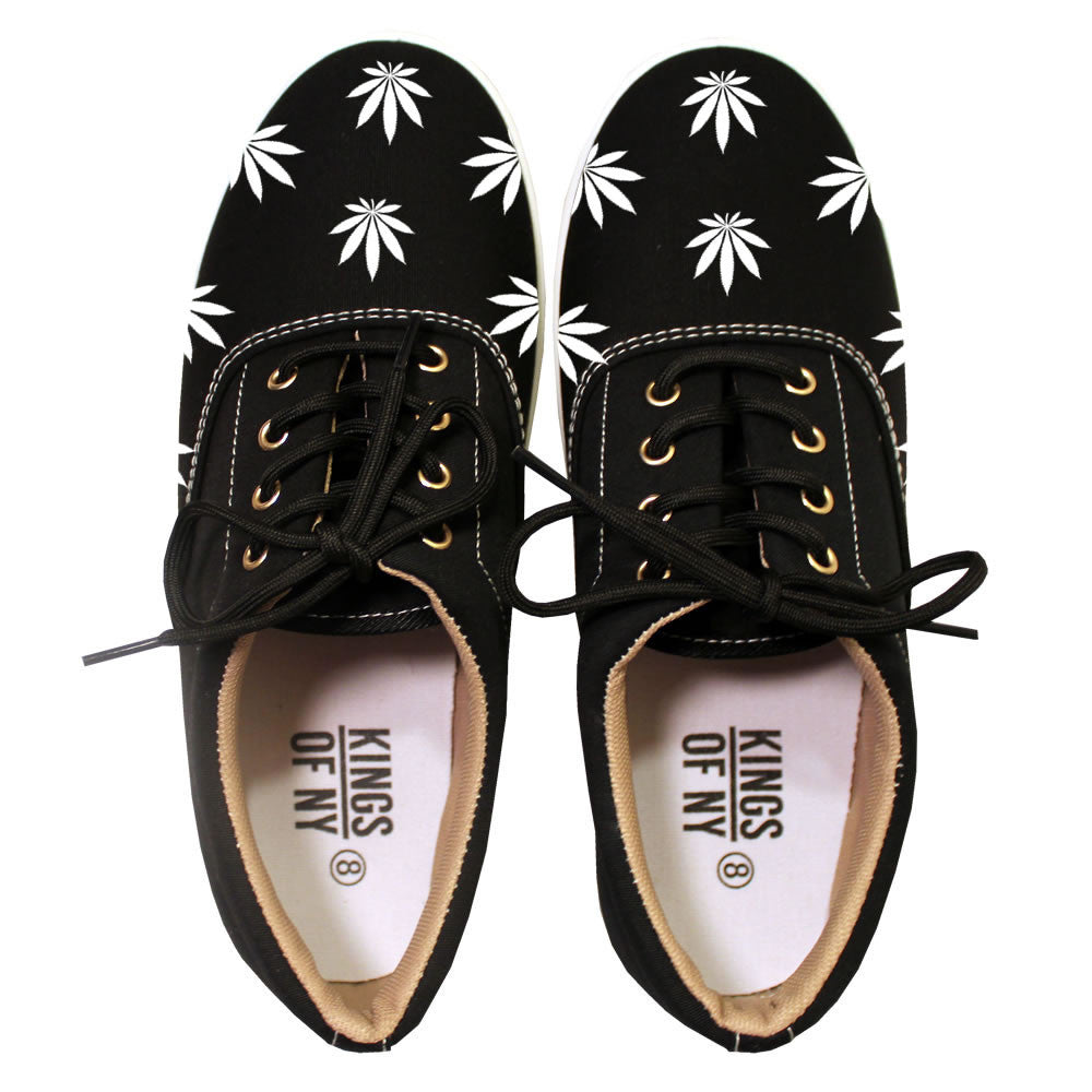 Weed Leaf Marijuana Canvas Casual Black Sneakers