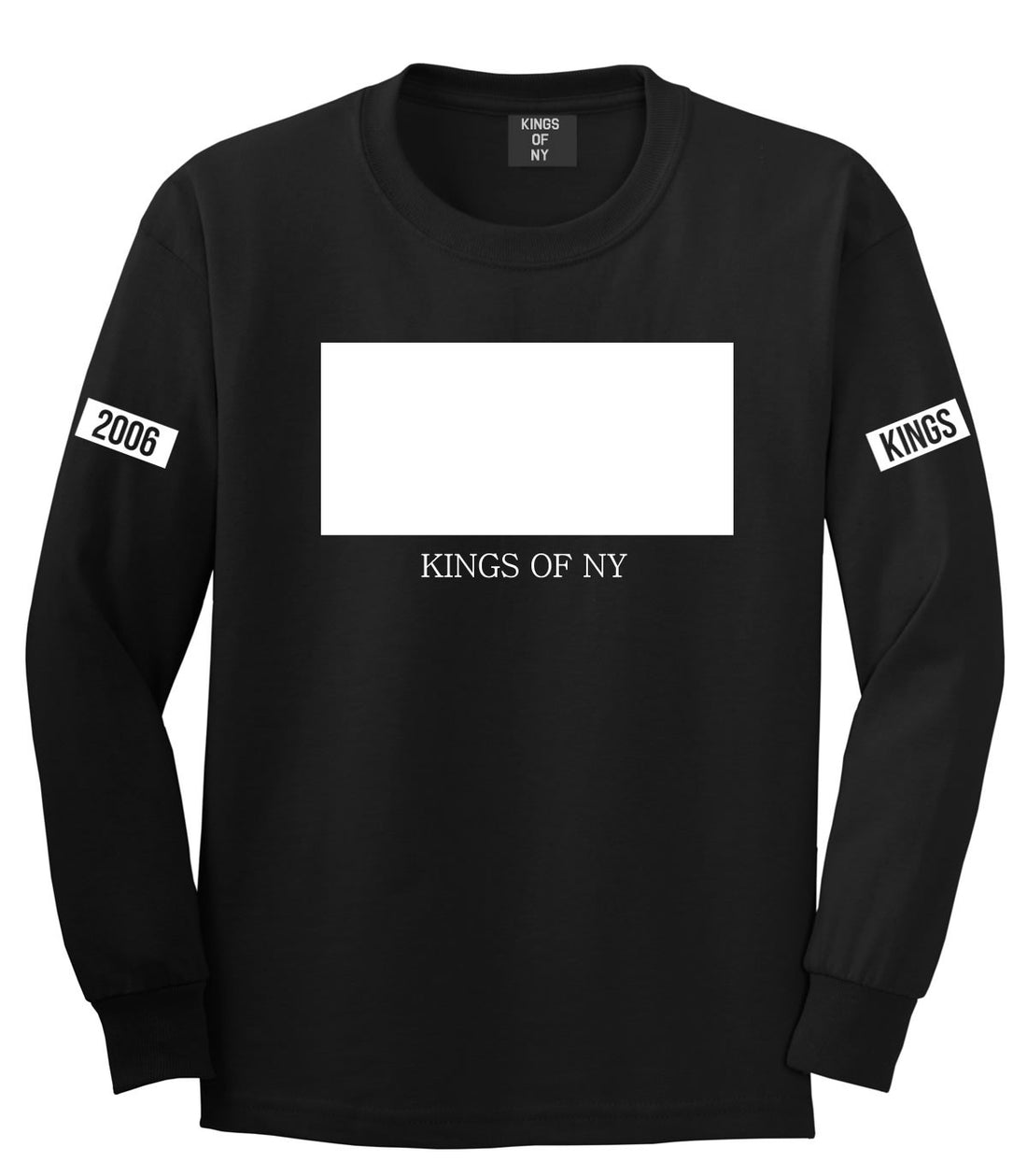 White Box Long Sleeve T-Shirt in Black by Kings Of NY