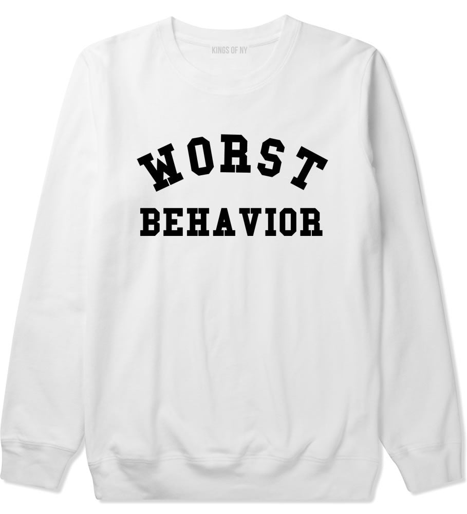Worst Behavior Crewneck Sweatshirt in White by Kings Of NY